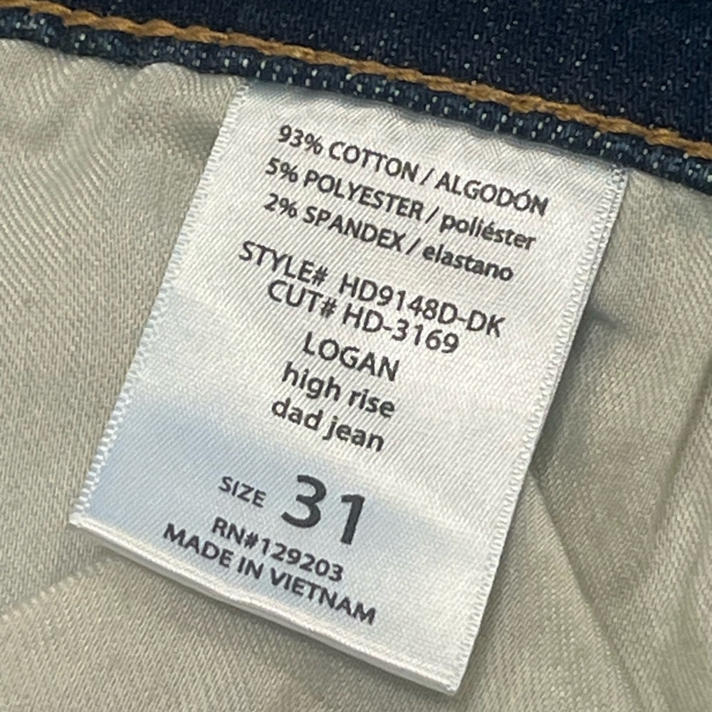 Hidden Logan High Rise Dad Jean Dark Wash NWT Size 31 - Picture 8 of 8